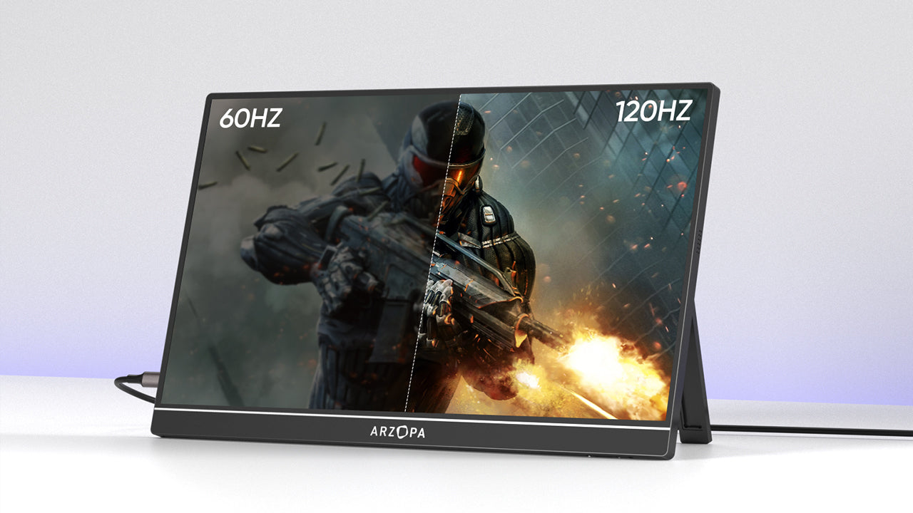 Comparison of 60Hz vs 120Hz refresh rates on Arzopa screen