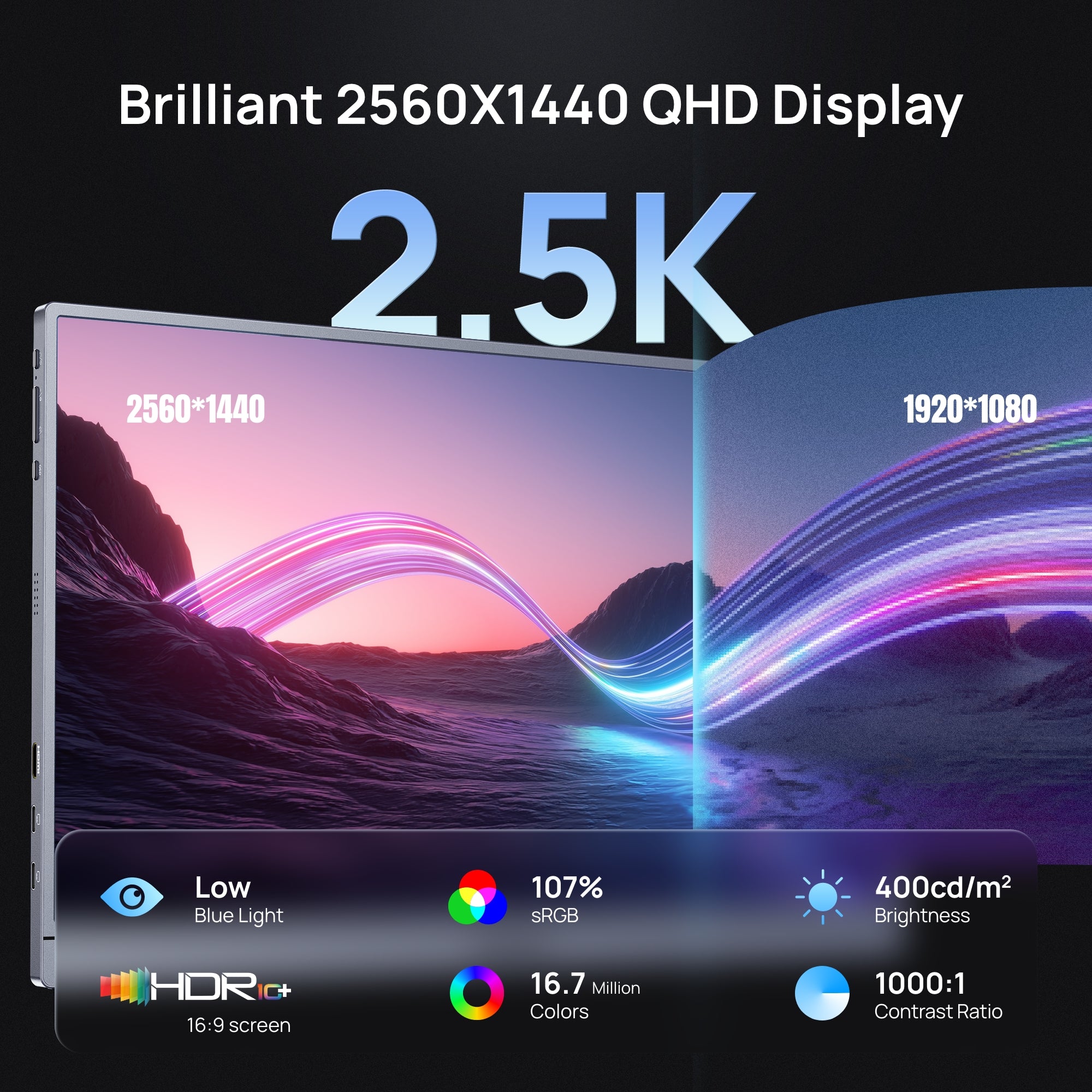 Arzopa Z3FC 16.1" 2.5K 180Hz Portable Gaming Monitor FreeSync