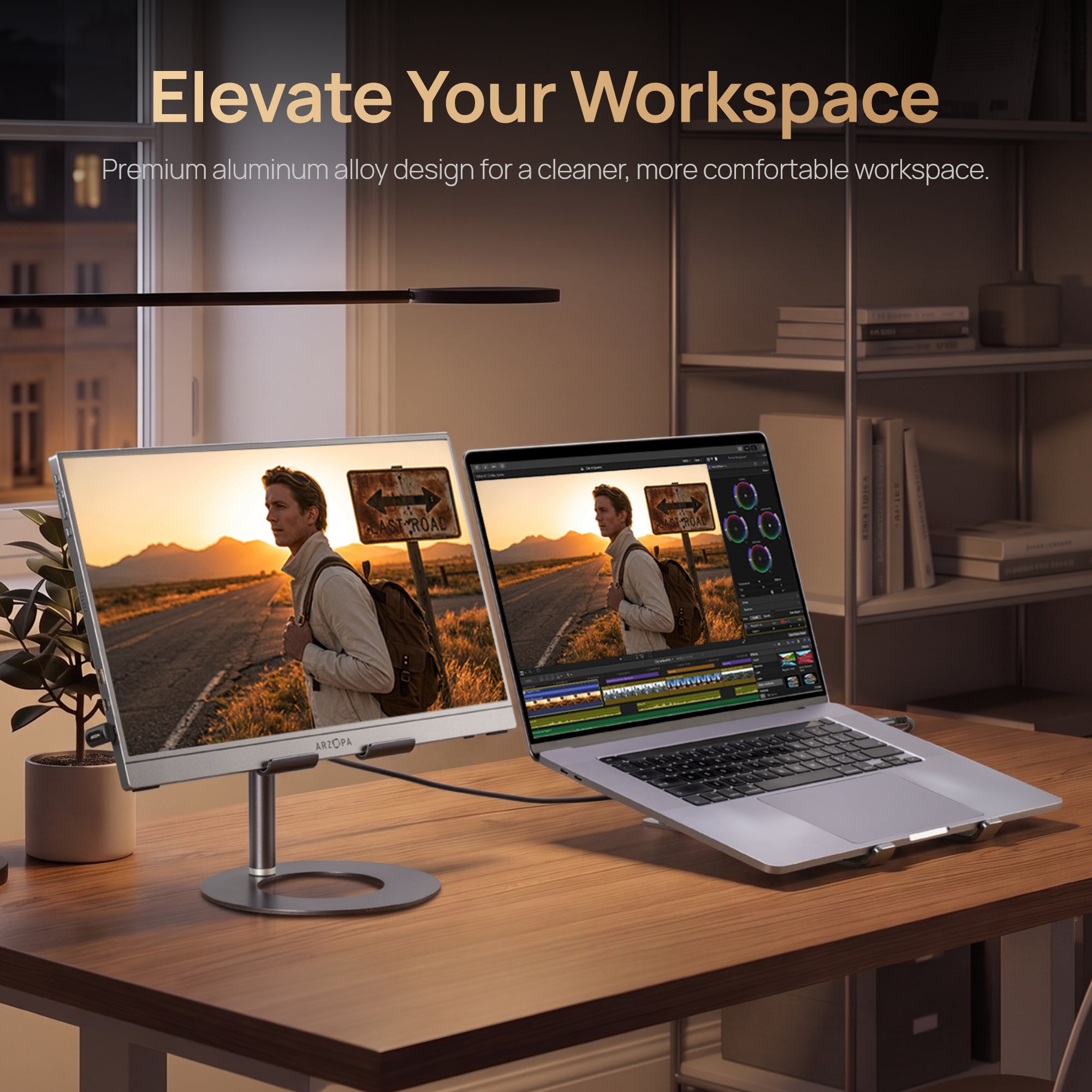 Arzopa Adjustable Portable Monitor Stand for Desk