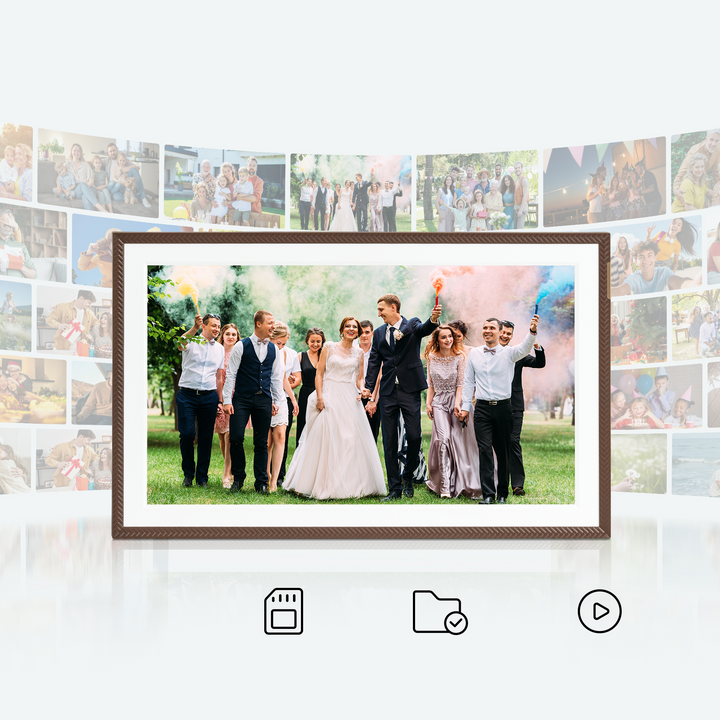ARZOPA D15 15.6” WiFi Digital Photo Frame| Elegant Brown&Anti-Glare