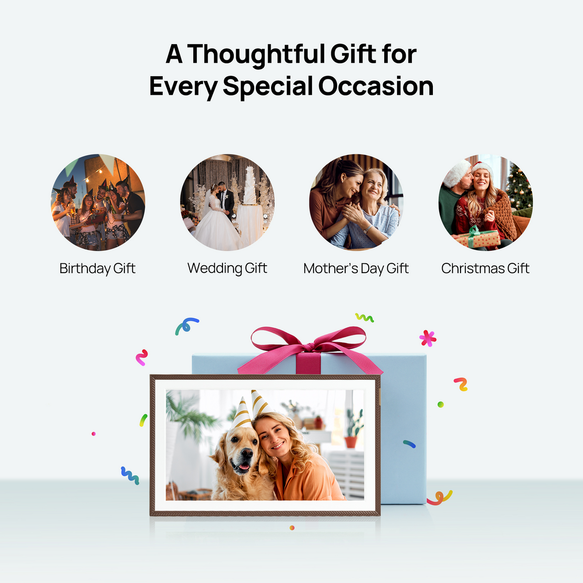 ARZOPA D15 15.6” WiFi Digital Photo Frame| Elegant Brown&Anti-Glare