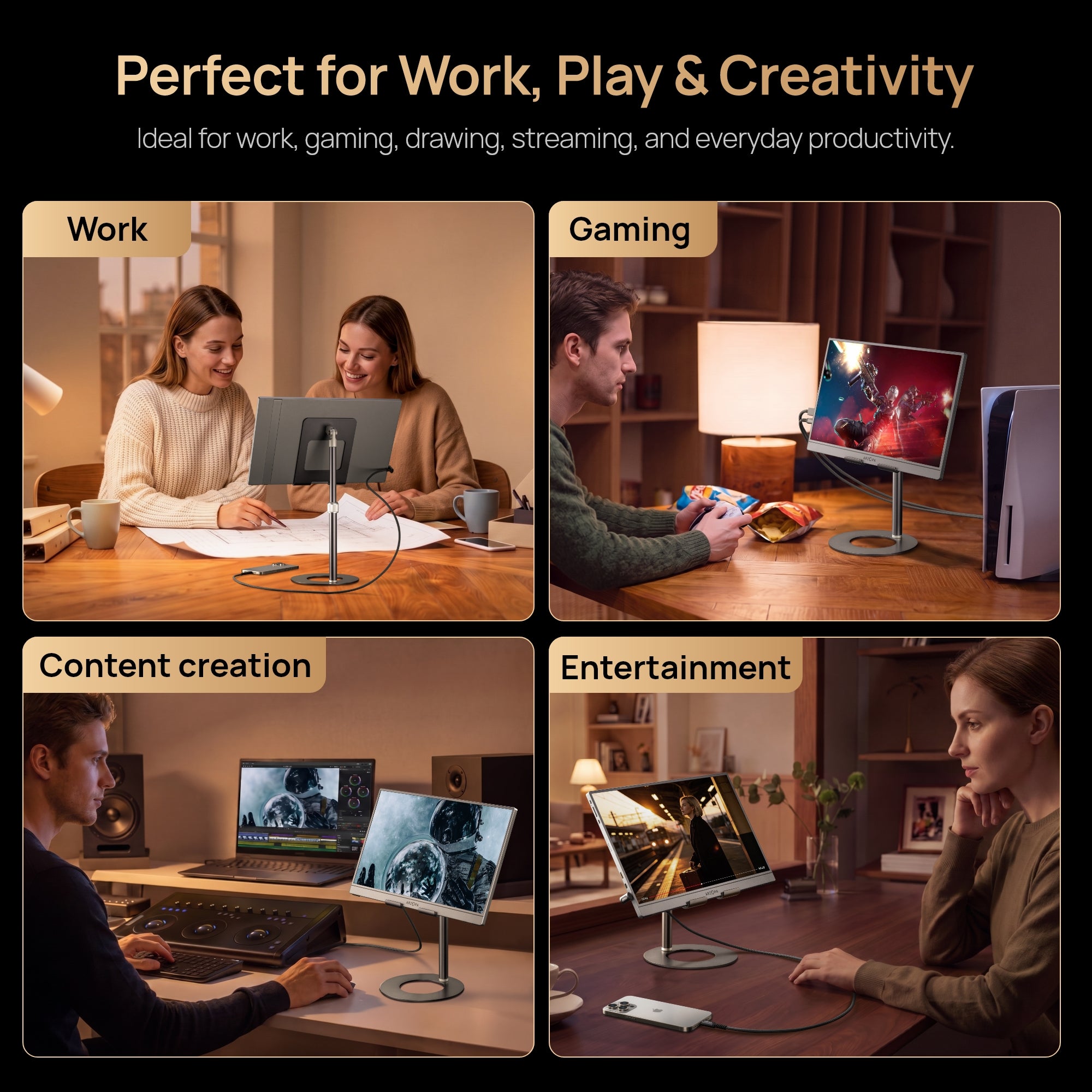 Arzopa Adjustable Portable Monitor Stand for Desk