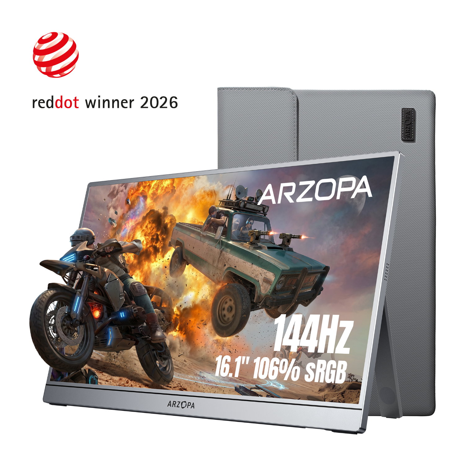 Arzopa Z1FC Gray 16.1" 144Hz Portable Monitor with Sleeve Bag