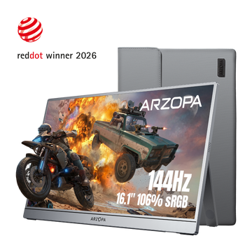 Arzopa Z1FC Gray 16.1" 144Hz Portable Monitor with Sleeve Bag