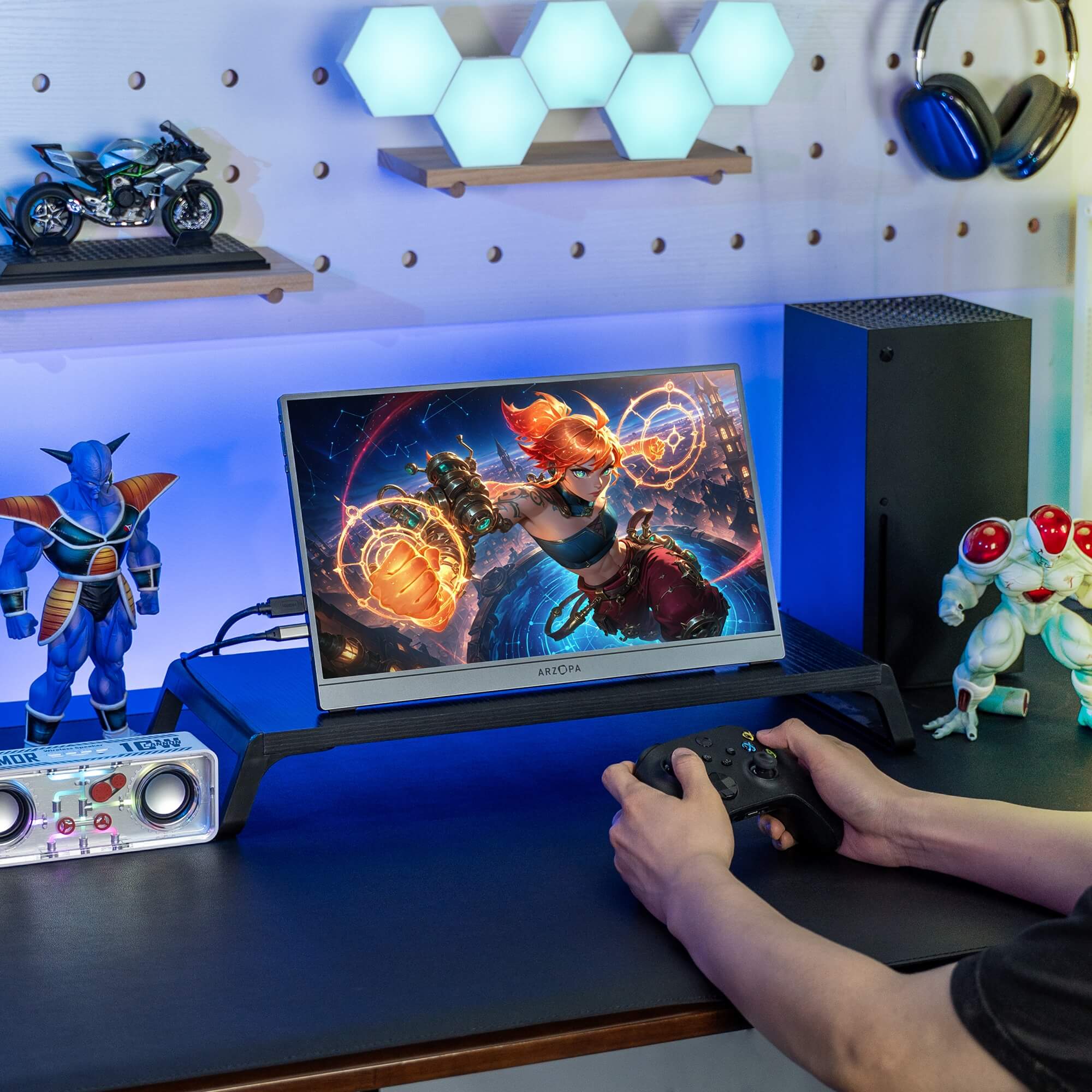 New Gray 144Hz Portable Monitor with Anti-Glare & Slim Bezel