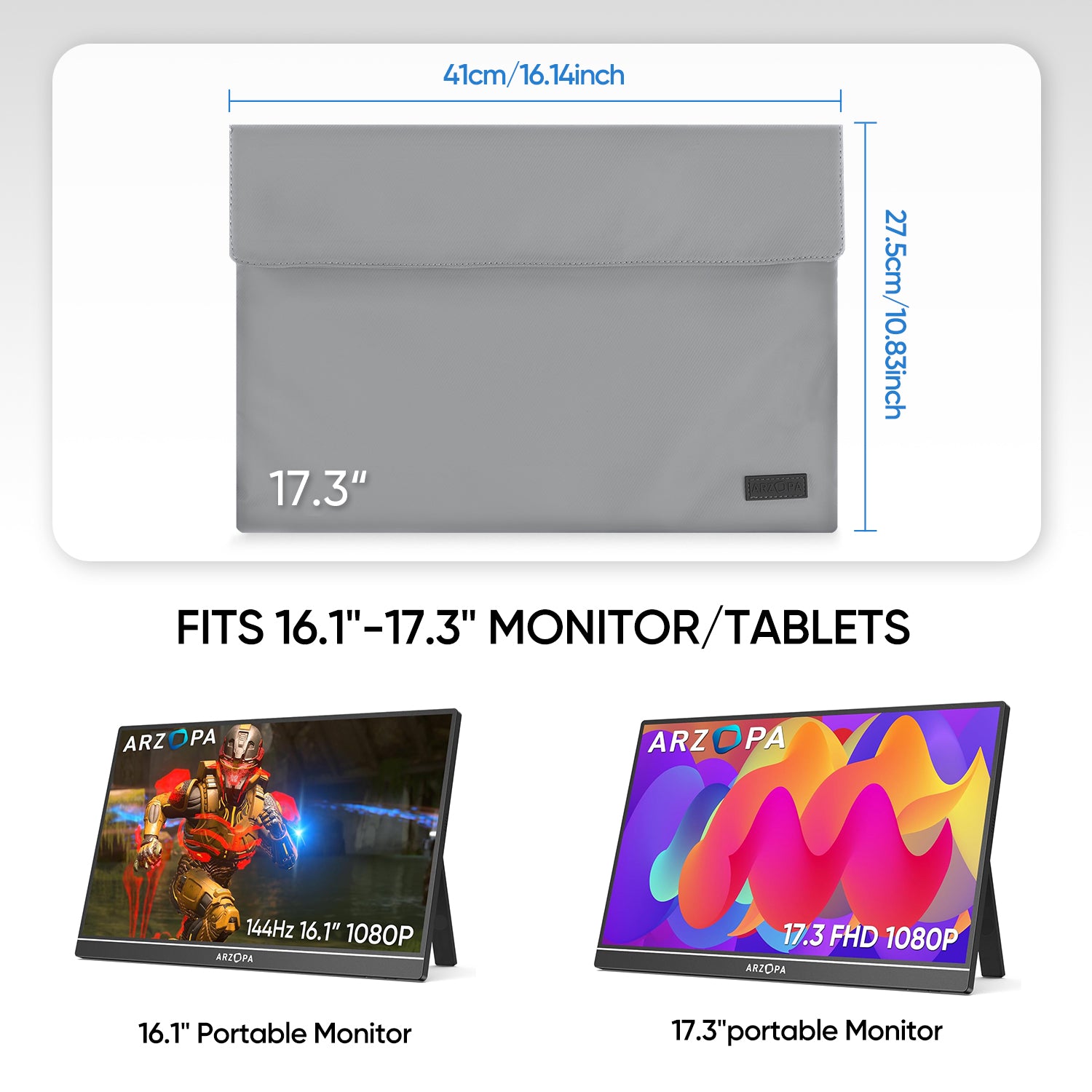 Arzopa 17.3" Portable Monitor Sleeve Bag