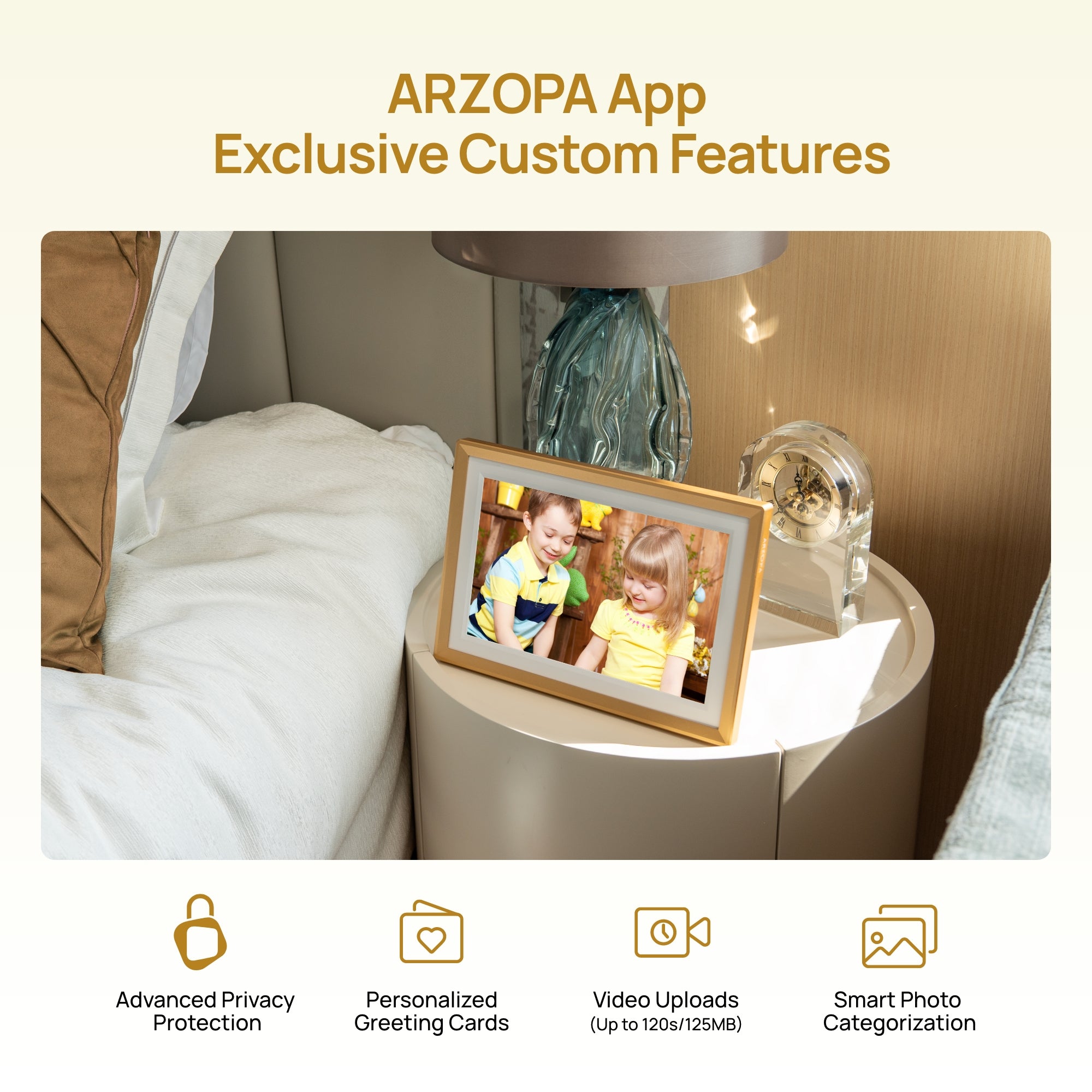 Arzopa D10 Champagne Gold | 10.1" Digital Photo Frame