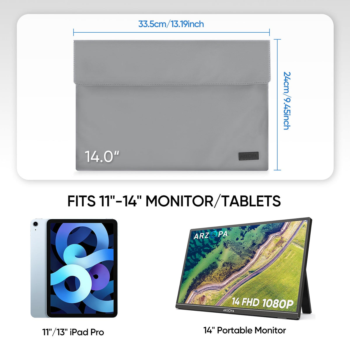 Arzopa 14" Portable Monitor Sleeve Bag - Arzopa