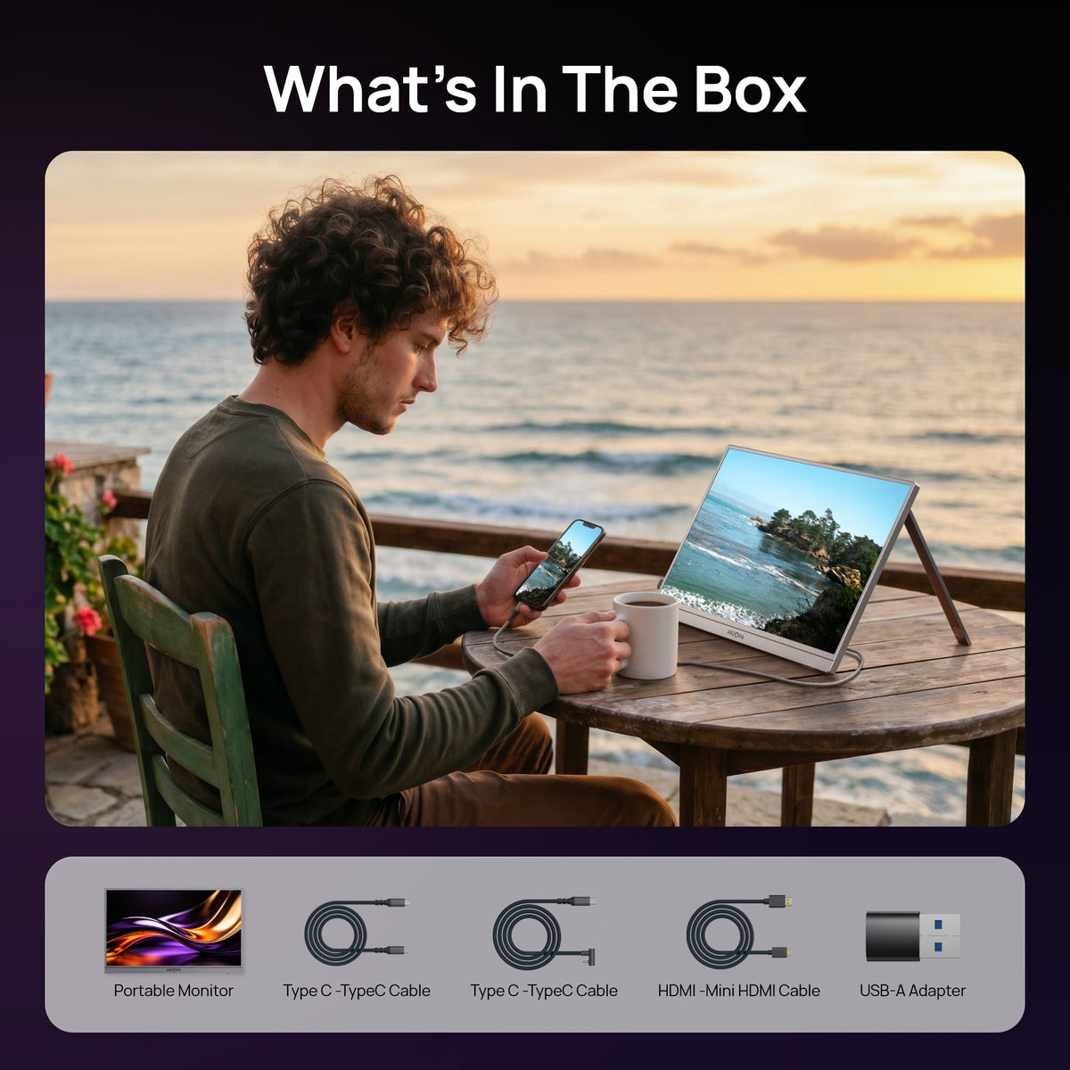 ARZOPA A1 PRO 15.6" FHD Lightweight Portable Travel Monitor with 100% sRGB - Arzopa