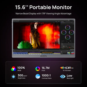 ARZOPA A1 PRO 15.6" FHD Lightweight Portable Travel Monitor with 100% sRGB - Arzopa