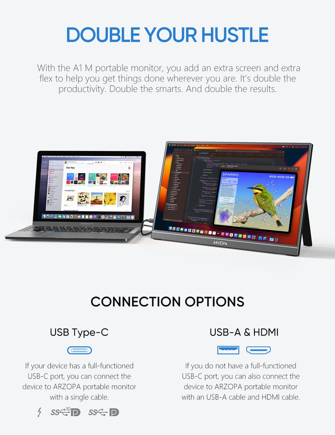 Arzopa A1M 17.3" Large 1080p Portable Monitor - Arzopa