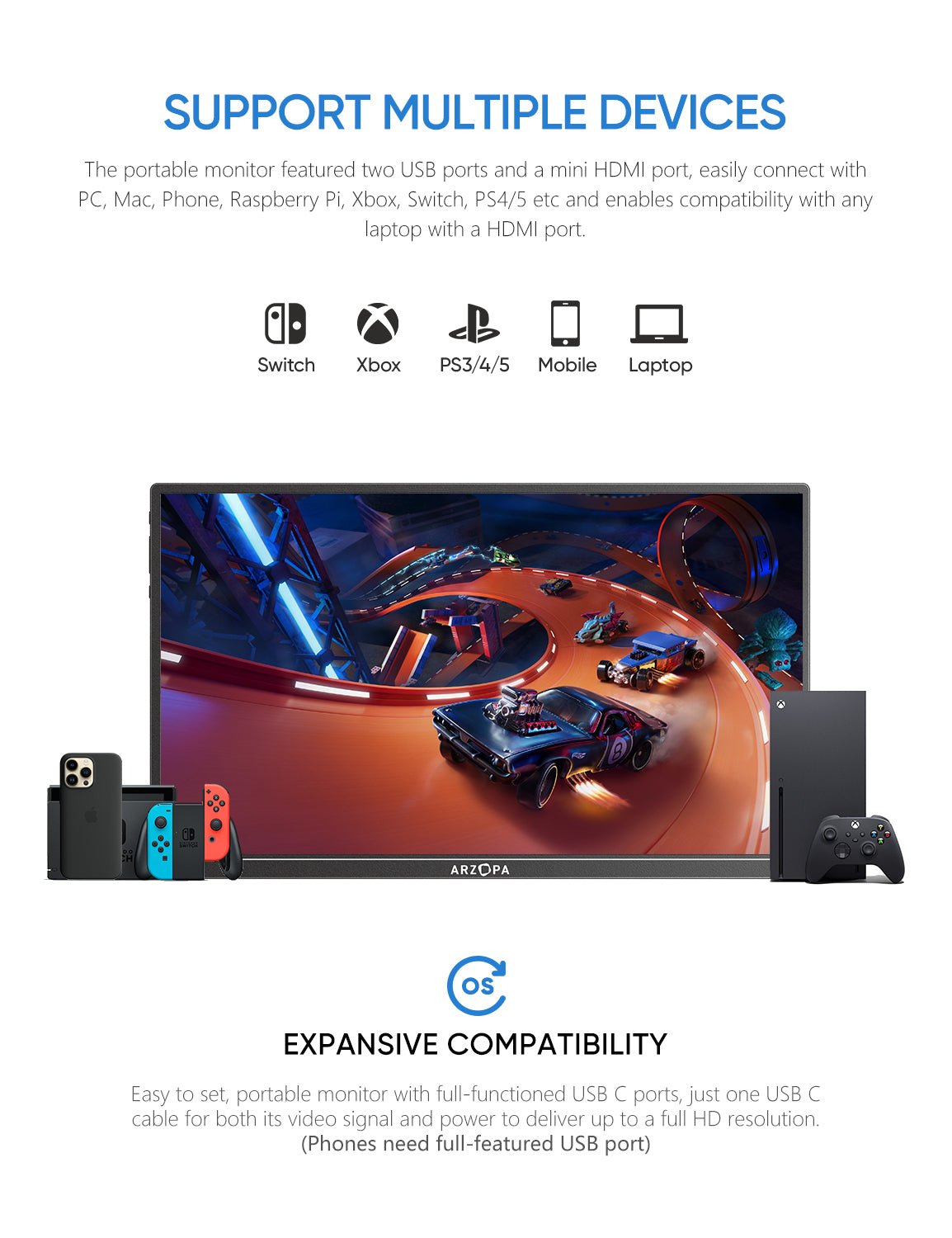 Arzopa A1S 14" FHD Ultra-Light Portable Monitor - Arzopa