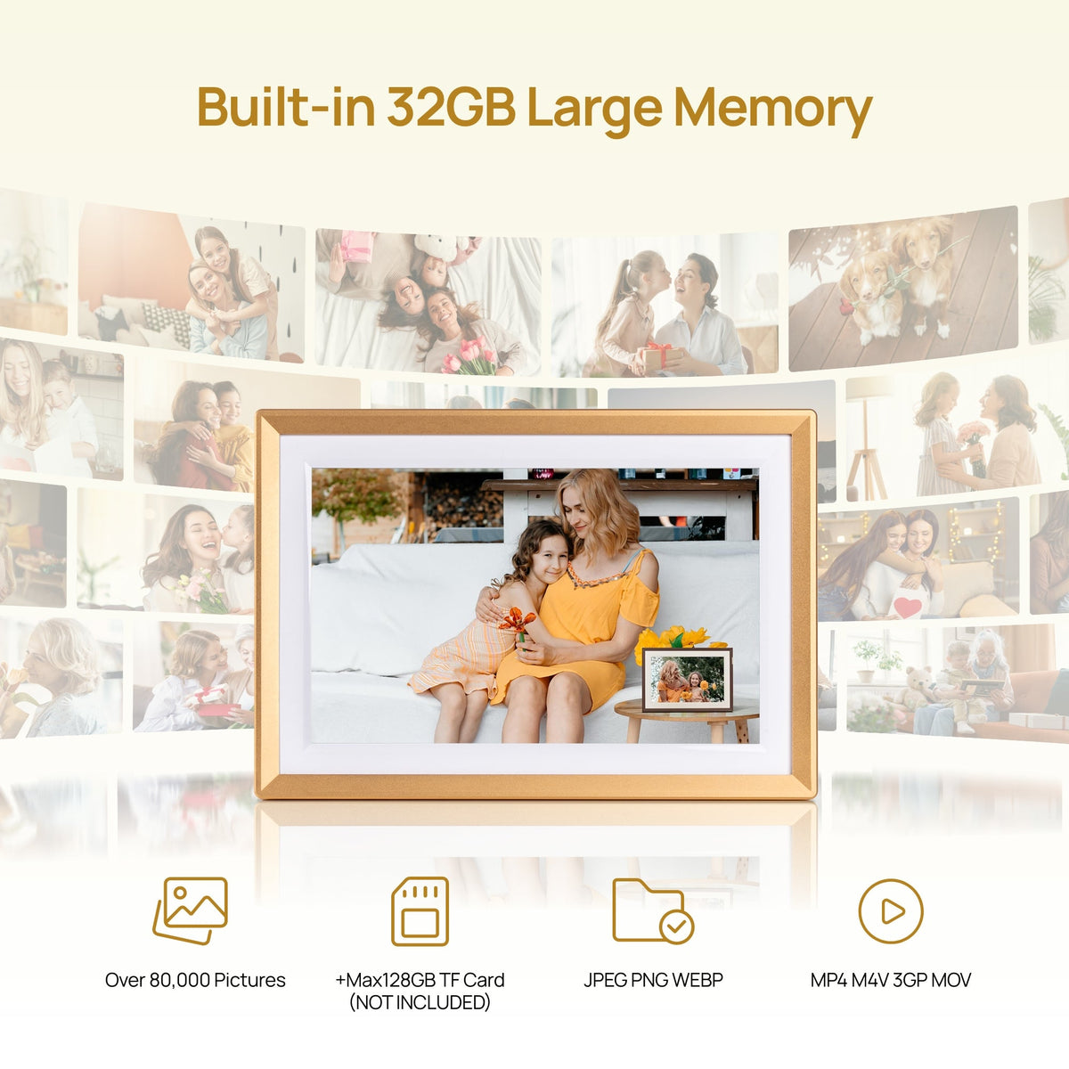 Arzopa D10 Champagne Gold | 10.1" Digital Photo Frame - Arzopa