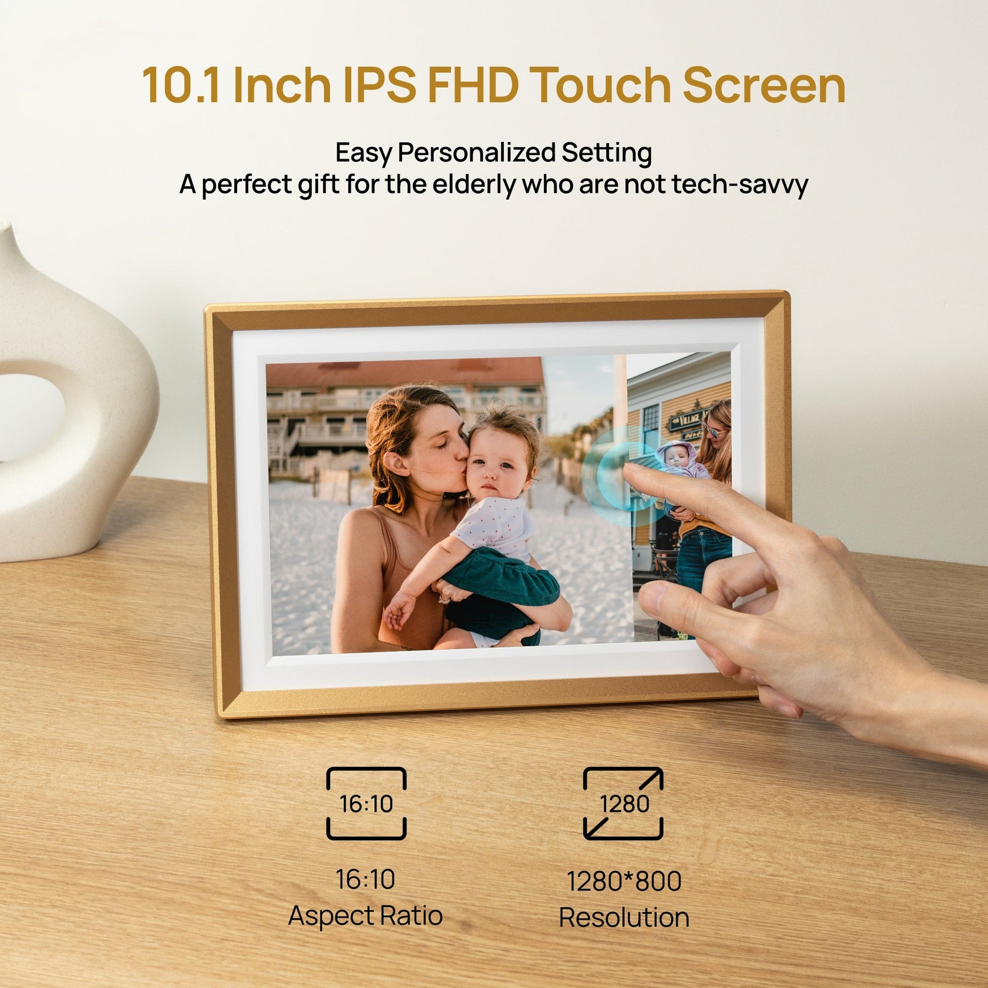 Arzopa D10 Champagne Gold | 10.1" Digital Photo Frame - Arzopa