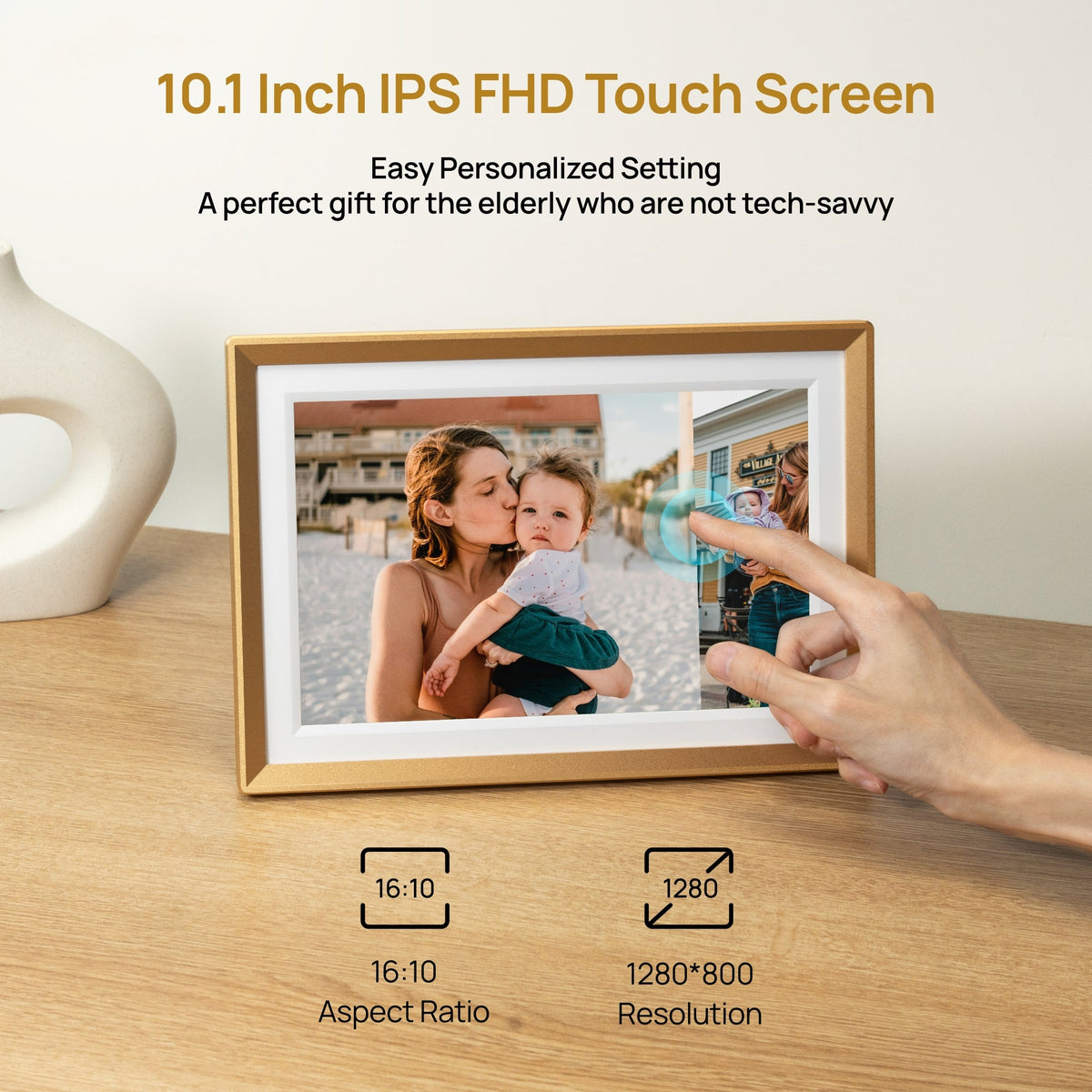 Arzopa D10 Champagne Gold | 10.1" Digital Photo Frame - Arzopa