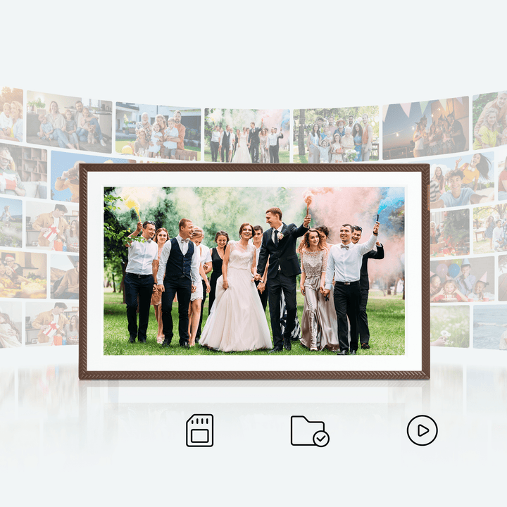 ARZOPA D15 15.6” WiFi Digital Photo Frame| Elegant Brown&Anti-Glare - Arzopa