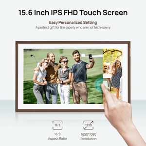 ARZOPA D15 15.6” WiFi Digital Photo Frame| Elegant Brown&Anti-Glare - Arzopa