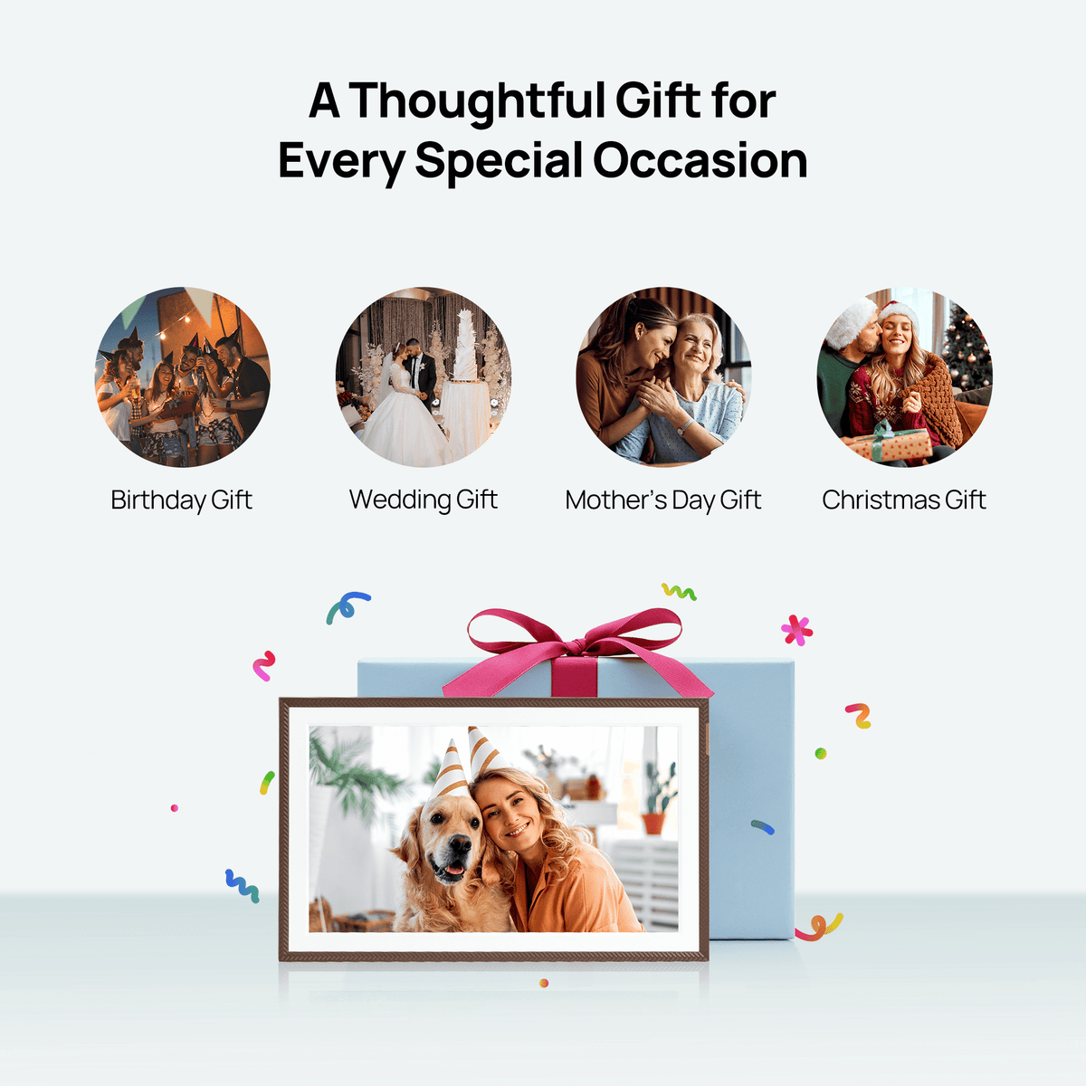 ARZOPA D15 15.6” WiFi Digital Photo Frame| Elegant Brown&Anti-Glare - Arzopa
