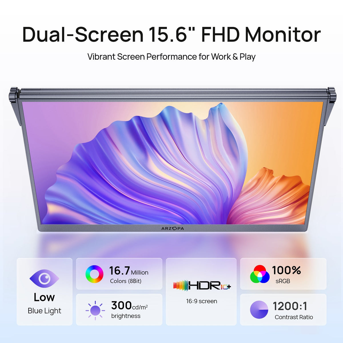 Arzopa E1 15.6" Portable Dual-Screen Monitor - Arzopa