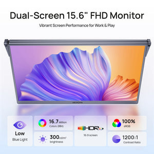 Arzopa E1 15.6" Portable Dual-Screen Monitor - Arzopa