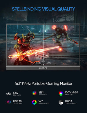 Arzopa Z1FC 16.1" 144Hz IPS Laptop Portable Monitor - Arzopa