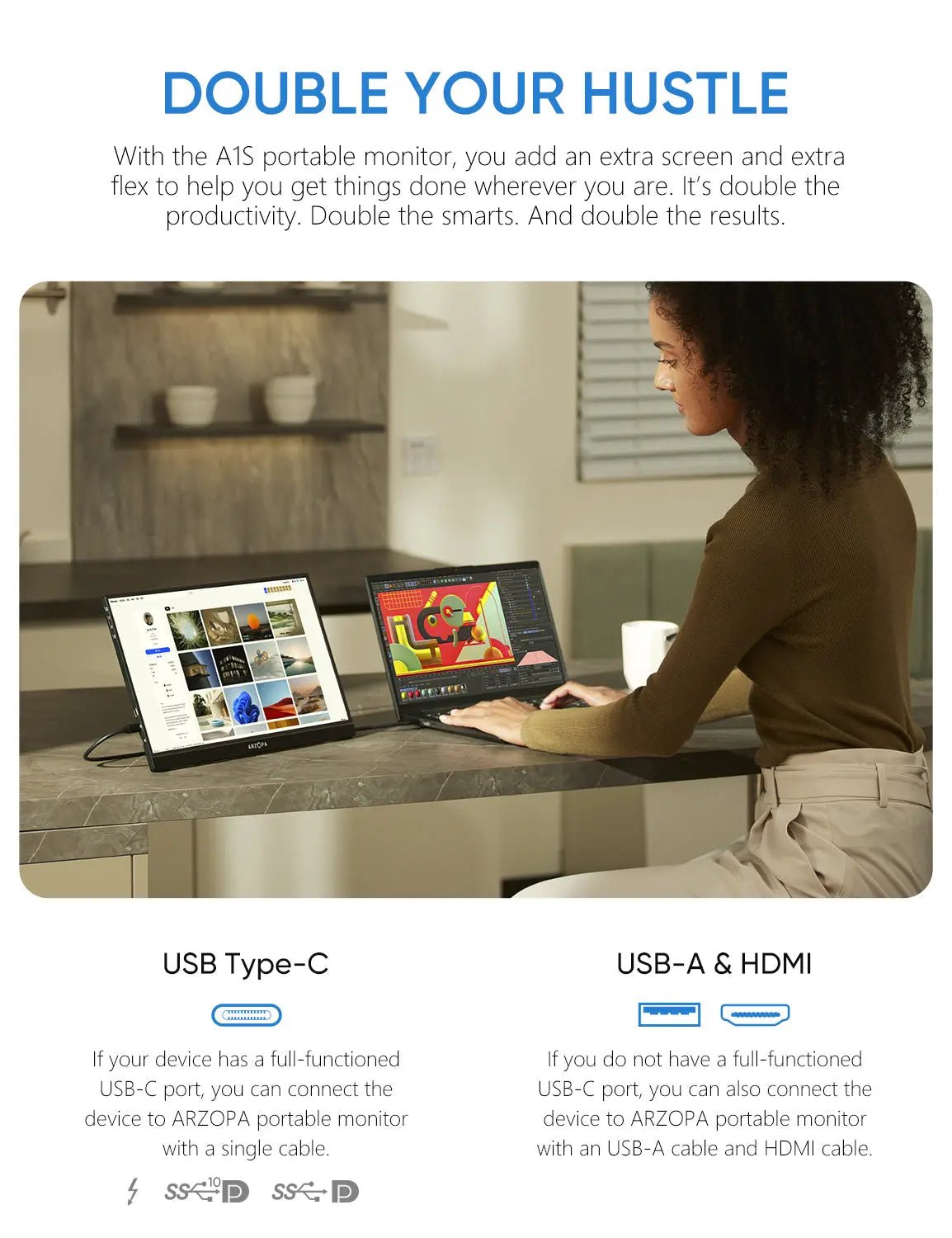 Arzopa Z1FC 16.1" 144Hz IPS Laptop Portable Monitor - Arzopa