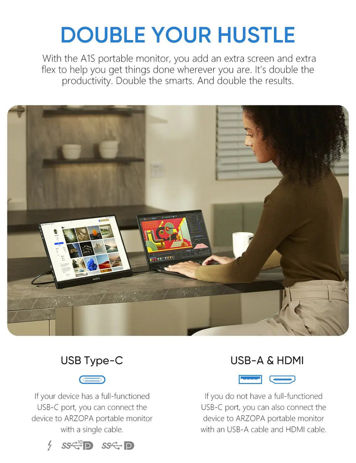 Arzopa Z1FC 16.1" 144Hz IPS Laptop Portable Monitor - Arzopa