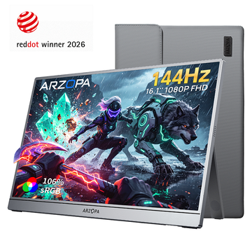 Arzopa Z1FC Gray 16.1" 144Hz Portable Monitor with Sleeve Bag - Arzopa