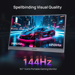 Arzopa Z1FC Gray 16.1" 144Hz Portable Monitor with Sleeve Bag - Arzopa