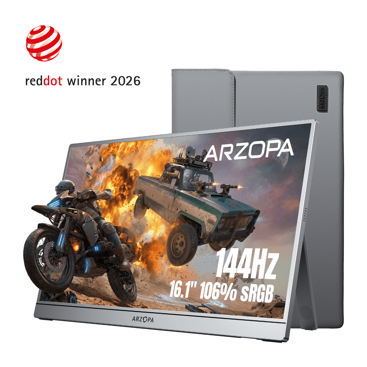 Arzopa Z1FC Gray 16.1" 144Hz Portable Monitor with Sleeve Bag - Arzopa