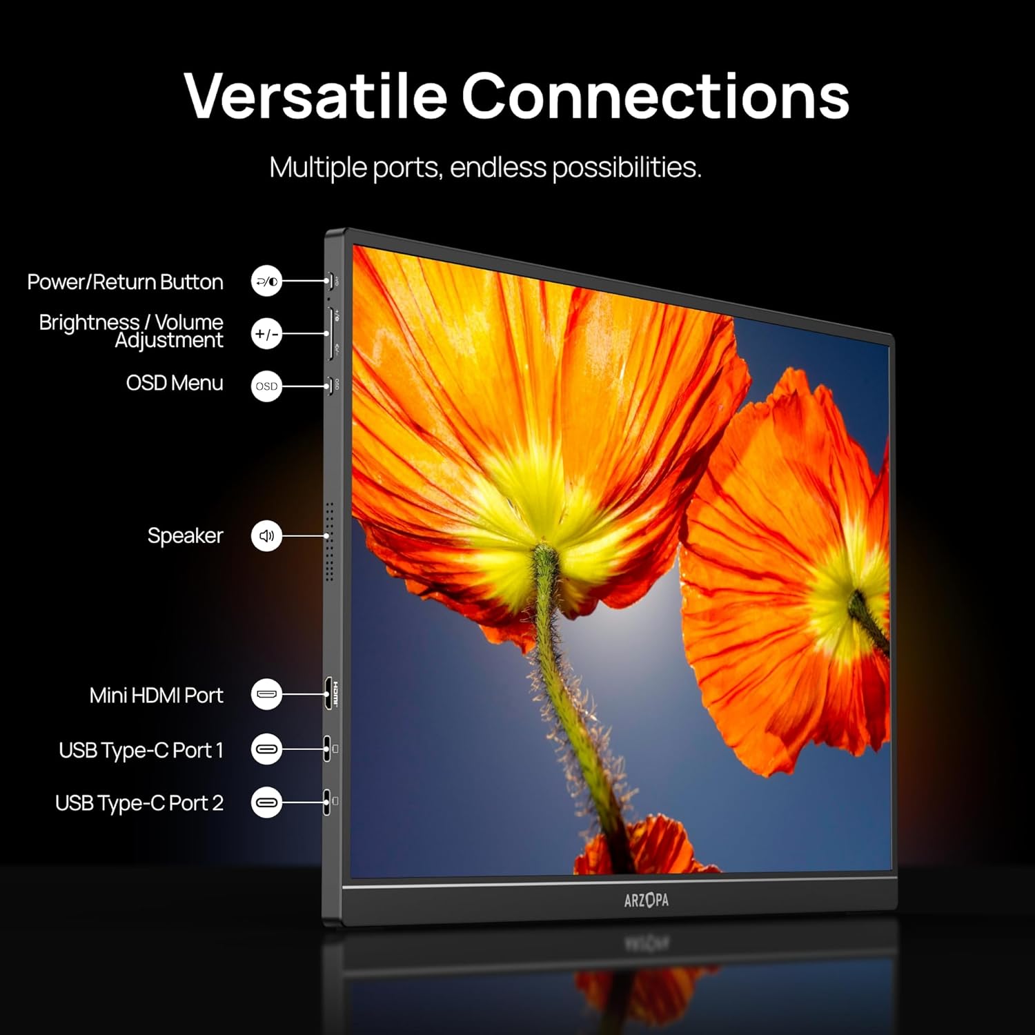 Arzopa Z1RC 16" 2.5K 16:10 Portable Monitor 123%sRGB
