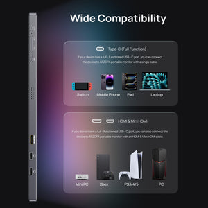 Arzopa Z3FC 16.1" 2.5K 180Hz Portable Gaming Monitor FreeSync