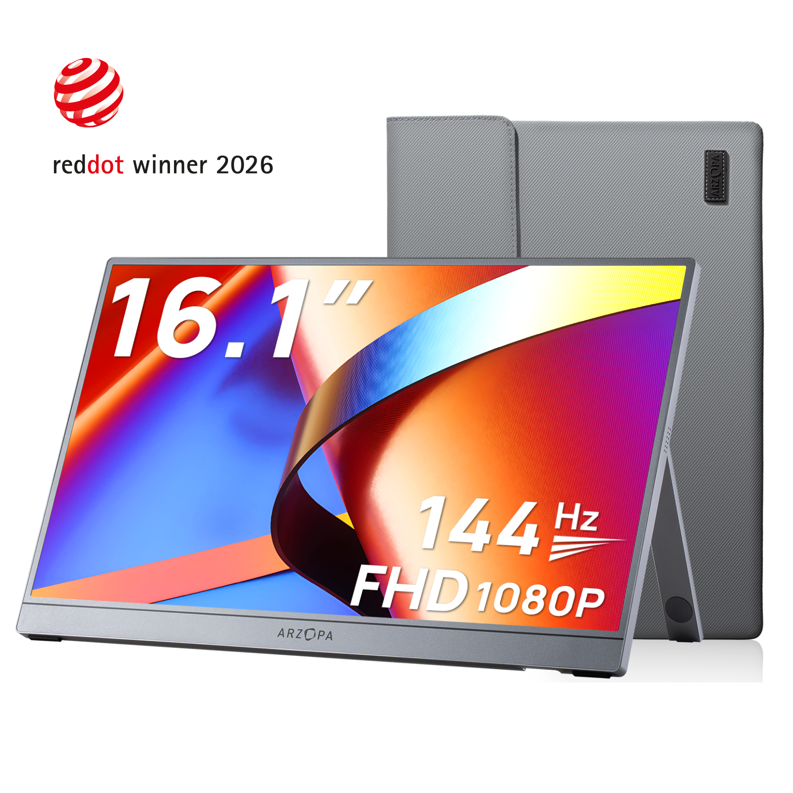 Arzopa Z1FC Gray 16.1" 144Hz Portable Monitor with Sleeve Bag